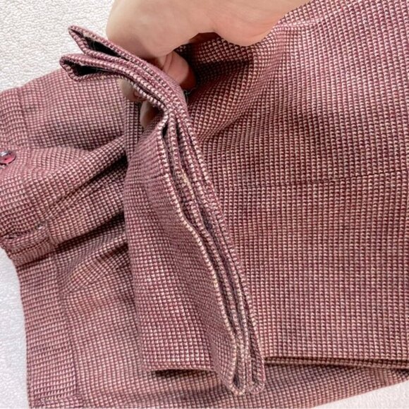 Vintage Burgundy White Micro Houndstooth High Waist Straight Leg Pants 24 - Picture 7 of 13